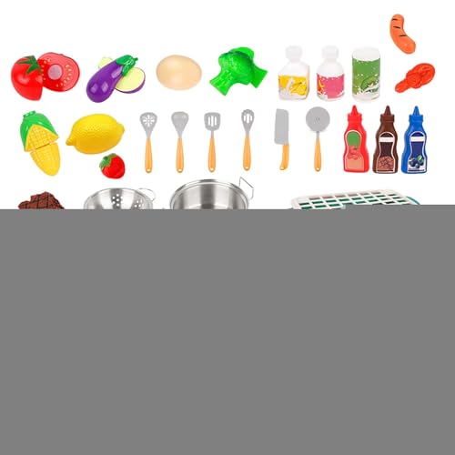 Yorajuy Küchenspielset für Kleinkinder, Küchenutensilien für Kinder,Küchengeräte für Kinder | 52-teiliges Kochgeschirr für Kleinkinder, zum Spielen, Kochen, frühes Lernen, Küchenspielzeug-Set für von Yorajuy