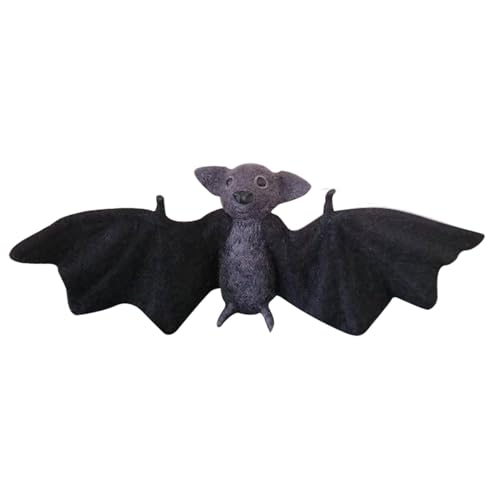 Yorajuy Nadelgefilzte Realistische, Halloween-Filzfledermaus, Halloween-Fledermauspuppe, Realistisches Design, Handgefertigte Nadelfilzdekoration Für Spukhäuser, Cosplay-Partys von Yorajuy