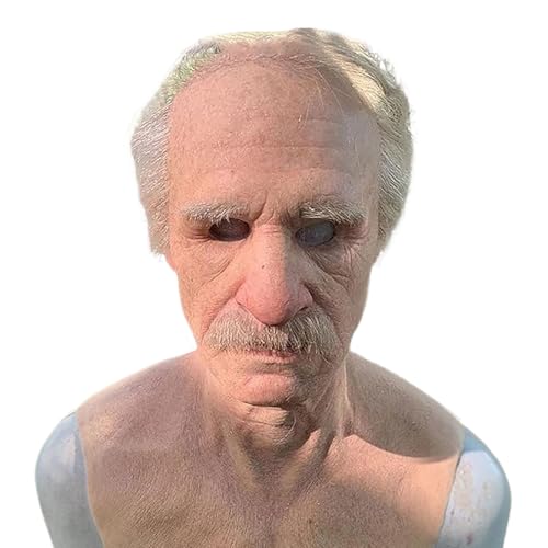 Yorajuy Realistische alte Mann Maske, gruselige menschliche Latexmaske, Kostümzubehör mit weißen Haaren und Bart für Maskerade Bühnenshow Familientreffen Theater Performance Festival Feier Cosplay Yorajuy Realistische alte Mann Maske, gruselige menschliche Latexmaske, Kostümzubehör mit weißen Haaren und Bart für Maskerade Bühnenshow Familientreffen Theater Performance Festival Feier Cosplay von Yorajuy
