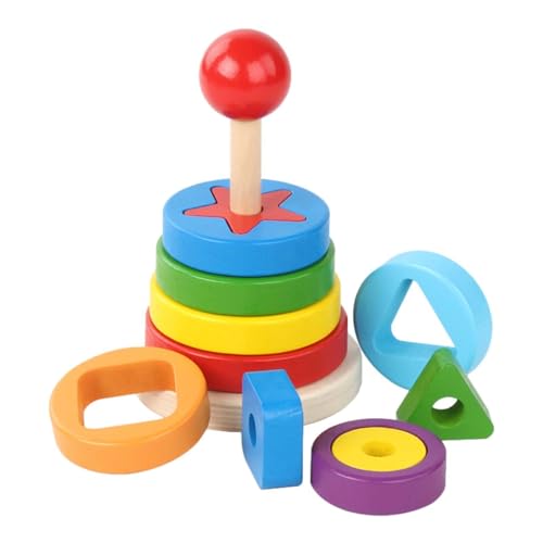 Yorajuy Regenbogen-Ring-Stapler-Spielzeug,Regenbogen-Ring-Stapler | Regenbogen stapeln - Lernspielzeug aus Holz, Motorikspielzeug für 1, 2, 3 Jahre alte und Mädchen, Geschenk von Yorajuy