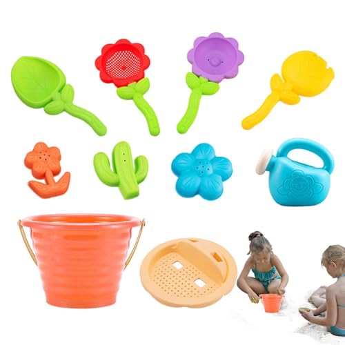 Yorajuy Strandspielzeug-Set, Sandspielzeug für Kinder, 10 Stück Reise-Sandspielzeug, Kinder-Strandspielzeug, Schaufel und Wasserkocher für Mädchen und Jungen, Garten, Spielplatz, Schwimmbad von Yorajuy