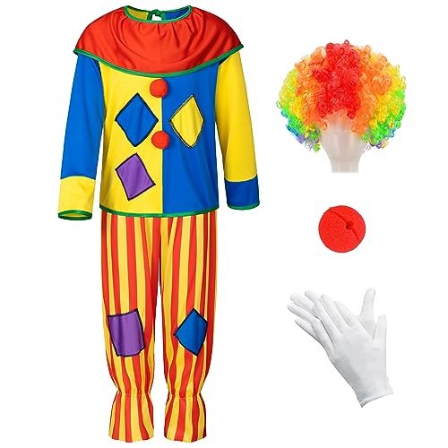 Yoroka Clown-Kostüm-Set für Kinder, Zirkus-Kostüm, Jungen und Mädchen, Cosplay-Kostüme, schnelles Verkleiden für Clown, Größe M, 5-teilig von Yoroka