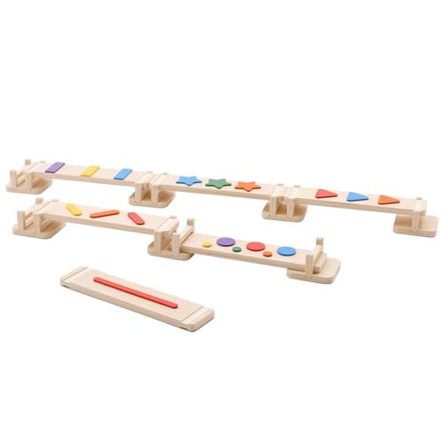 Balancierbalken Kinder Holz, Schwebebalken Kleinkinder, Montessori Balance Beam for Toddlers, 6 Bunte Frei Montierbarer Balancierbalken, Balance und Sinnestraining von Yosamy