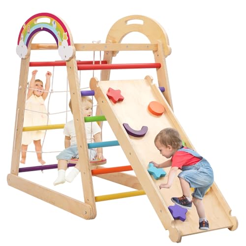 Yosamy Montessori Klettergerüst, 5 in 1 Indoor Spielplatz für Kinder, Holz Klettergerüst mit Schaukel, Bogen, Rutsche, Kletterseil Yosamy Montessori Klettergerüst, 5 in 1 Indoor Spielplatz für Kinder, Holz Klettergerüst mit Schaukel, Bogen, Rutsche, Kletterseil von Yosamy