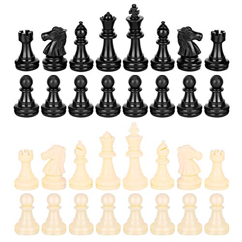 Schachfiguren Holz Hochwertig, Schachspiel, Nur 32 Stück Schachfiguren Set, Schachfiguren Schachspielersatz, Standard Turnierschachfiguren, Schwarz Weiß, Mittel 64mm von Yosoo Health Gear