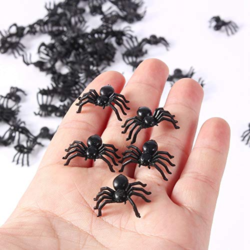 Spinnen Deko, 50 Stück Plastik Spinnen, Plastikspinne Klein, Gruselige Halloween Spinnen, 2cm Winzige Spinne, Realistische Gefälschte Spinnenkäfer, Schwarze Kunststoffspinnen, Party Spinnen Deko Torte von Yosoo Health Gear