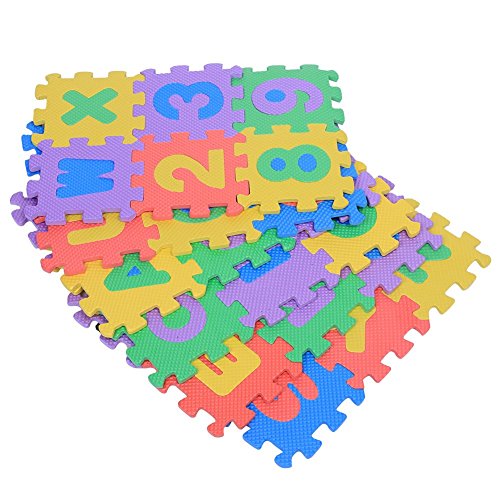 Yosoo Faltbare Spielmatte aus Schaumstoff für Babys, Lernspiel, mit Buchstaben (A – Z) und Zahlen (0-9), 36 Stück/Tasche (72 Stück, 12 x 12) von Yosoo