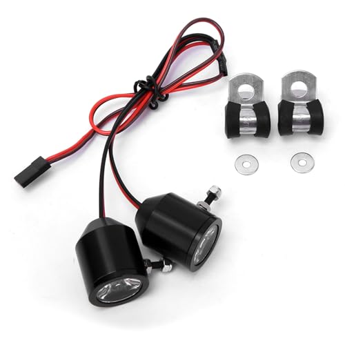 Yosoo 3-W-LED-Suchscheinwerfer-Ersatz für RC-Autos mit Gehäuse aus Aluminiumlegierung, Einfache Installation, Geeignet für Alle Arten von Ferngesteuerten Autos (Black) von Yosoo