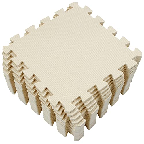 Yostrong® Puzzlematte Baby für Krabbelmatte Spielmatte Sportmatte Bodenschutzmatte - 18 Puzzle Matten Kinder Eva Schaumstoffmatte Schadstofffrei. Beige. YOC-Jb18N von Yostrong