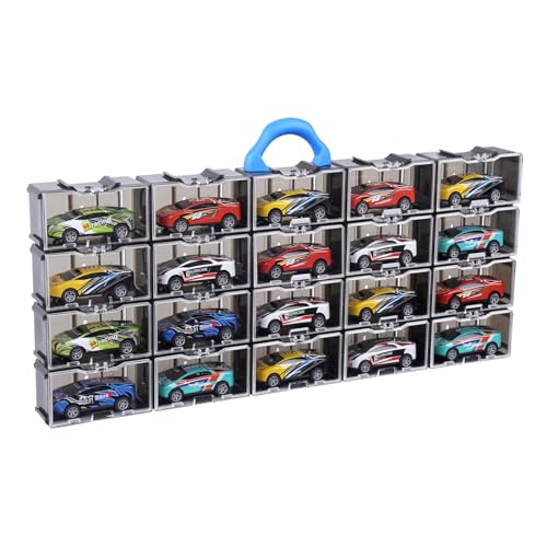 Yosuny Mini Car Toy Organizer für Hot Wheels Cars Display Box für 1/64 Scale Cars, Matchbox Cars, Portable und Display Sammlungen (Spielzeugauto Nicht enthalten) (20 Stück grau-transluzent) von Yosuny