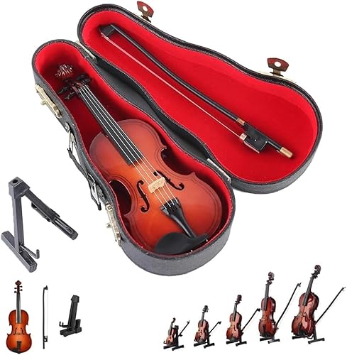 Miniatur Violine Modell, Winzige Geige, Kleine Geige, Kleine Geige Mit Holz Violine Spielzeug, Kleines Geigenspielzeug,Mini Musikinstrument Modell, Mit Koffer(Size:8cm) von YouLpoet