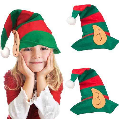 YouXiaor Elfenmütze, 2PCS Elf Mütze,Waldgeist Elfenhut,Unisex Weihnachtselfen Weihnachtsmützen Elfen Hut Nikolausmütze Erwachsene Elfenmütze für Kinder Weihnachtsmütze für Elfen für Kostüm von YouXiaor