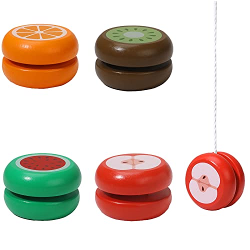 YouYuer 4 Stücke Holz Yo-Yo Responsive Kugellager Jo-Jo Responsive Yoyo Unterhaltsames Yoyo für Anfänger Kinder Spielzeug Geschwindigkeit Ball Rückkehr für Geschenke Weihnachten(Zufällige Stil) von YouYuer