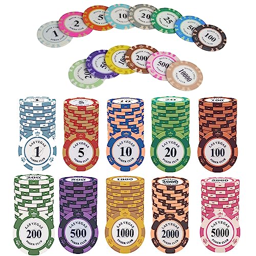 YouYuer 50PCS Pokerchips Poker-Chips Laser-Chips Metallkern Poker Chips für Poker Texas Hold`em Black Jack Roulette Token Jetons Casino Familie Entertainment Spiel Tokens Bingo Chips Zubehör von YouYuer