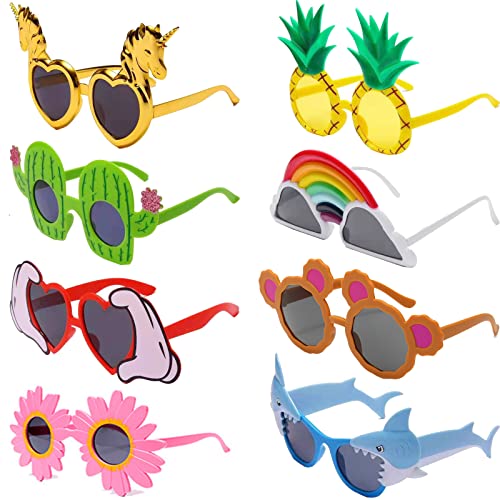 YouYuer 8PCS Partybrille Erwachsene Party Brille Lustig Partybrillen Spassbrillen Kinderbrillen Lustige Sonnenbrille für Hawaiian Party Strand Thema Party Zubehör Foto Requisiten Sommer Party von YouYuer