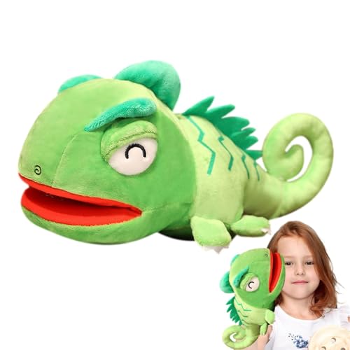 Youding Handpuppen für Kinder,Handpuppe Eidechse,Kreative Chamäleon-Plüschtierpuppen | Superweiche Handpuppe mit beweglichem Mund, multifunktionales Reptilien-Stofftier für Geburtstag, Weihnachten, von Youding