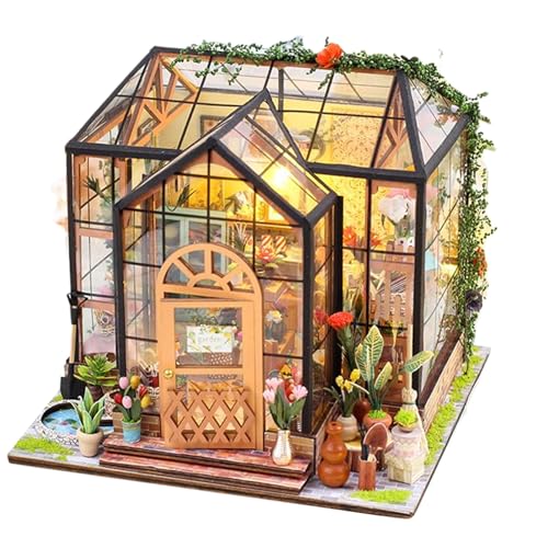 Youding Miniatur-Haus-Set | Modellhaus mit Möbeln und Kleberwerkzeug | Gewächshaus aus Holz für Handwerksprojekte Dekoration Youding Miniatur-Haus-Set | Modellhaus mit Möbeln und Kleberwerkzeug | Gewächshaus aus Holz für Handwerksprojekte Dekoration von Youding