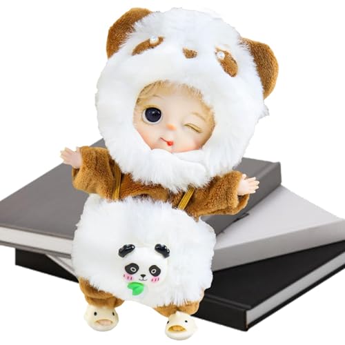 Youding Puppenplüschtiere,Plüschpuppen - Pädagogische Kleinkindpuppe - Niedliche wiedergeborene Kleinkindpuppen, kleine Puppen für und Mädchen, realistische Puppen mit Abnehmbarer Panda-Kleidung von Youding