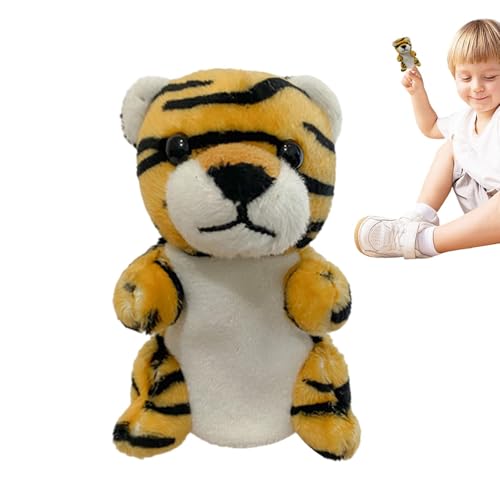 Youding Tierpuppen realistisch, Tierhandpuppen für Kinder - Löwenpuppen,Niedliche Tiger-Fingerpuppen, weiche Plüsch-Nilpferd-Handpuppen für Kleinkinder von Youding