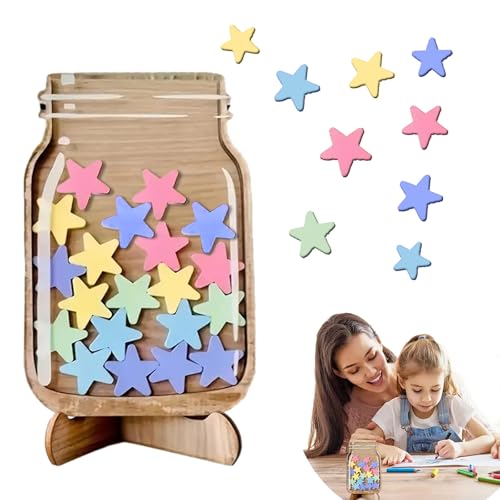 Youery Magnetisch Belohnungsglas Für Kinder,Belohnungsglas Klassenzimmer,Star Reward Jars,Personalisiertes Belohnungsglas,Belohnungsglas Für Lehrer,Sterne Anreizglas Aus Holz Für Heimschüler von Youery