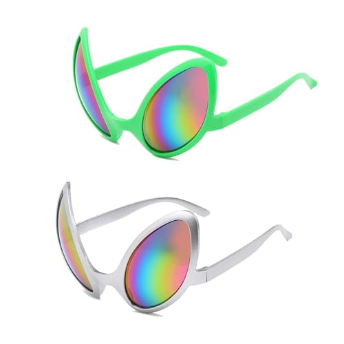 2 Stück Außerirdische Brille,Lustige Alien-Brille Mit Holografischen Gläsern, Alien-Kostümbrille Dekorative Partybrille Für Erwachsene Foto-Requisiten Für Cosplay parties Favors Halloween Karneval von Youngwier