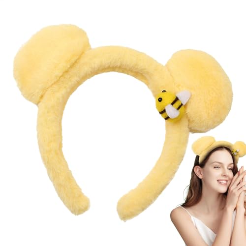 2 Stück Bärenohren Haarbänder Plüsch Haarreifen Haarspange Mit Biene Decoration, Bärenohren Plüsch-Stirnband,Bärenohren Stirnband, Cartoon-Kostüm-Haarreifen Stirnband, Tier-Stirnband Für Urlaub, Cosp von Youngwier