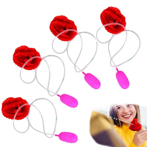 4 Stück Spritzen Blume Rot Rose Praktisches Scherzspielzeug Aprilscherz Day Streiche Clownblume, Die Wassertrick Spielzeug Realistischer Rosenblumenwitz Für Party Spritzt von Youngwier