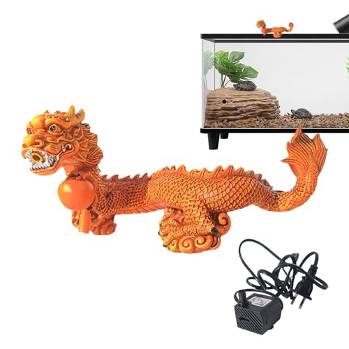 Youngwier Dragon Fish Tank Ornament | Mit Pumpe Gold Chinesischer Drache Fisch Tank Figur - Chinesischer Drache Figuren Gold oder Gelb Drache Fisch Tank Figur für Spielzimmer von Youngwier