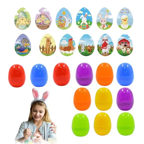 Youngwier Feiertags-Puzzle-Set, Ostereier-Puzzle - Kinder-Cartoon-Puzzle-Set für den Urlaub | Niedliches Puzzle-Set mit 12 Eierschalen für Familienfeiern, lustiges, buntes -Spielzeug für und Mädchen von Youngwier