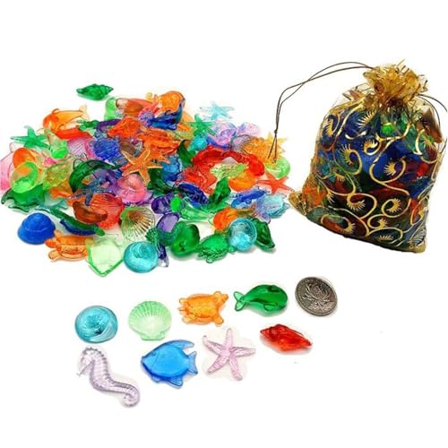 Youngwier Gems Poolspielzeug, Pool Gems zum Tauchen - 100 Stück Meerestiere, Acryl-Edelsteine, Vasenfüller - Pool-Partygeschenke, Unterwasser-Partydekorationen für Partys, Aquarium-Dekorationen von Youngwier