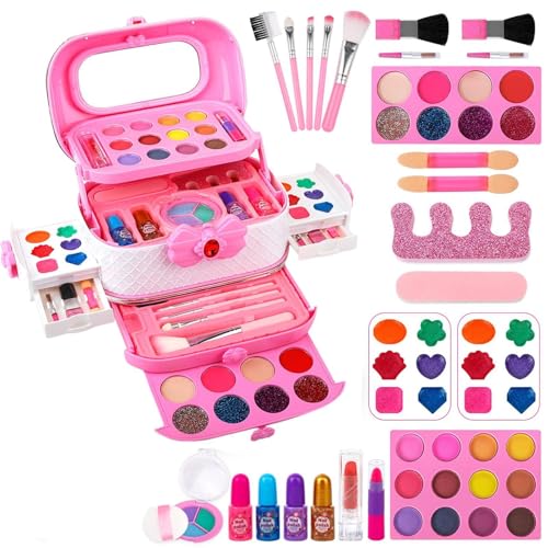 Youngwier Kinder-Make-up-Set,Make-up-Sets für Kinder - 26 Stück Real Make-up für Mädchen | Interaktive Lernaktivitäten im Vorschulalter, Kinderkosmetikset mit Box für Mädchen ab 3 Jahren von Youngwier