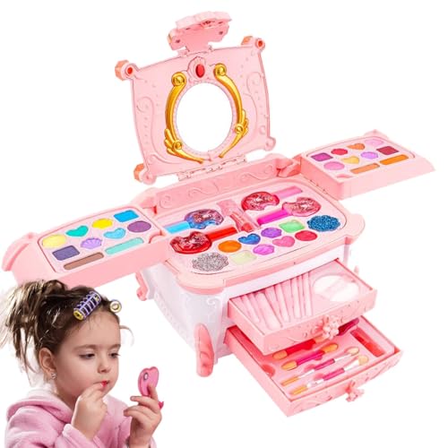 Youngwier Make-up-Set für Mädchen, Make-up-Spielzeug für Mädchen, Prinzessin Kosmetikset Waschbares Make-up-Spielzeug, Kognitives Spielzeug für Kinder, Dress-up-Rollenspielset für das Early Learning von Youngwier