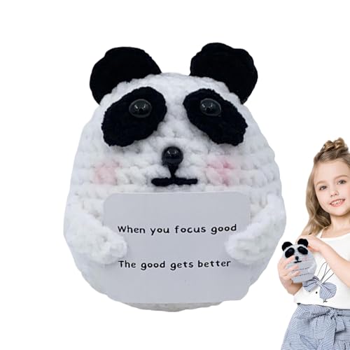 Youngwier Positive Panda-Häkelpuppe, emotionale Unterstützung häkeln - Unterstützendes Strick-Tierornament für Lehrer | Wertschätzung Panda Häkelfigur für Zuhause, Schule, Wohnzimmer, Autoinnenraum von Youngwier