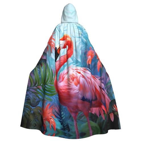 YoupO Kapuzenumhang mit Flamingo-Aufdruck, Erwachsenen-Umhang mit Kapuze, für Damen und Herren, Halloween-Kapuzenumhang, Weihnachtsfeier, Cosplay-Kostüme von YoupO