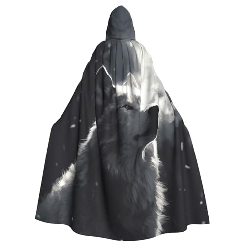 YoupO Winterwolf-bedruckter Kapuzenumhang, Erwachsene mit Kapuze, Umhang für Männer und Frauen, Halloween-Kapuzenumhang, Weihnachtsfeier, Cosplay-Kostüme von YoupO