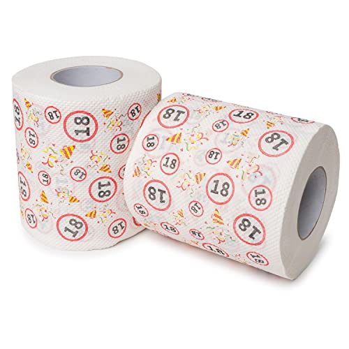 Happy Birthday Klopapier, für den 18. Geburtstag, 2 Rollen, Party Dekoration und Geschenk Verpackung, lustiges Motto Klo Papier, Fun Toilet Paper, Geschenkartikel Klorolle, Geburtstags-Dekoration WC von Your Day Mate