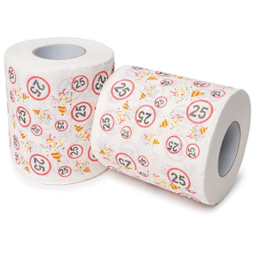 Happy Birthday Klopapier, für den 25. Geburtstag, 2 Rollen, Party Dekoration und Geschenk Verpackung, lustiges Motto Klo Papier, Fun Toilet Paper, Geschenkartikel Klorolle, Geburtstags-Dekoration WC von Your Day Mate