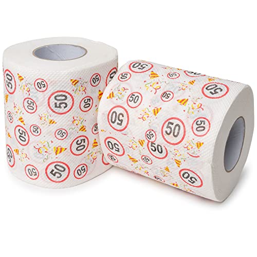 Happy Birthday Klopapier, für den 50. Geburtstag, 2 Rollen, Party Dekoration und Geschenk Verpackung, lustiges Motto Klo Papier, Fun Toilet Paper, Geschenkartikel Klorolle, Geburtstags-Dekoration WC von Your Day Mate