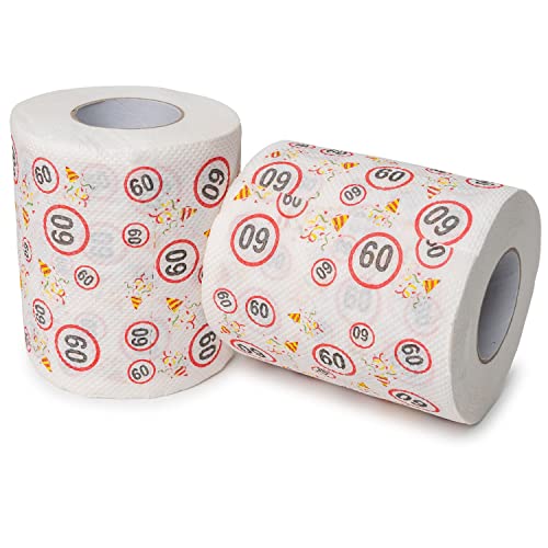 Happy Birthday Klopapier, für den 60. Geburtstag, 2 Rollen, Party Dekoration und Geschenk Verpackung, lustiges Motto Klo Papier, Fun Toilet Paper, Geschenkartikel Klorolle, Geburtstags-Dekoration WC von Your Day Mate