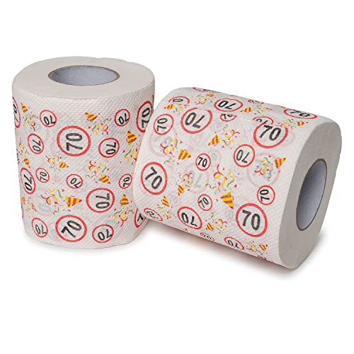 Happy Birthday Klopapier, für den 70. Geburtstag, 2 Rollen, Party Dekoration und Geschenk Verpackung, lustiges Motto Klo Papier, Fun Toilet Paper, Geschenkartikel Klorolle, Geburtstags-Dekoration WC von Your Day Mate