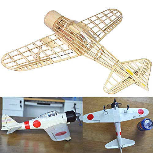 Mitsubishi A6M2 Zero Fighter Slow Flyer Modellflugzeug Kit, Maßstab 1:30, 400 mm Spannweite, RC Flugzeugmodell Baukasten, Modell Flugzeug zum selbst Bauen, Lasercut Holz, 400 x 300 x 108 mm, 40 g RTF von Your Day Mate