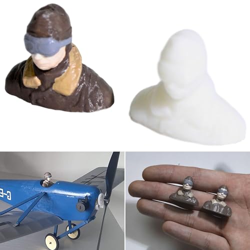 Modellflugzeug Piloten Figur, 23 x 23 x 13 mm, 1,8 Gramm, für Slow Flyer, Kunststoff Pilotenfigur, Nicht bemalt, Besatzung Flugzeugmodell, Fliegermodell Accessoires, Modell Flugzeug Baukasten Zubehör von Your Day Mate