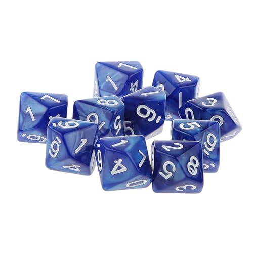 Yourandoll 10 STÜCKE Polyedrische Würfel D10 Würfel Dice Spielwürfel 10-seitig Würfel for DND RPG Brettspiel Kartenspiel (Blau) von Yourandoll