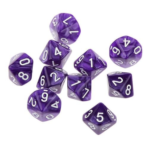 Yourandoll 10 STÜCKE Polyedrische Würfel D10 Würfel Dice Spielwürfel 10-seitig Würfel for DND RPG Brettspiel Kartenspiel (Lila) von Yourandoll