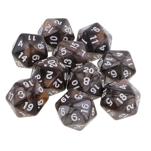 Yourandoll 10 STÜCKE Polyedrische Würfel D20 Würfel Dice Spielwürfel for DND RPG Tischspiele (Kaffee Grau) von Yourandoll