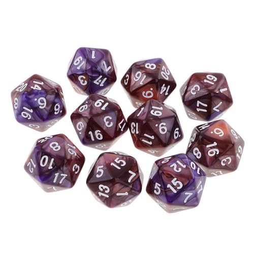 Yourandoll 10 STÜCKE Polyedrische Würfel D20 Würfel Dice Spielwürfel for DND RPG Tischspiele (Kaffee Lila) von Yourandoll