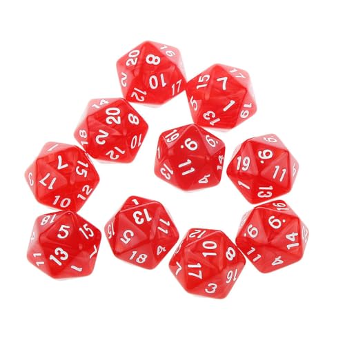 Yourandoll 10 STÜCKE Polyedrische Würfel D20 Würfel Dice Spielwürfel for DND RPG Tischspiele (Rot) von Yourandoll