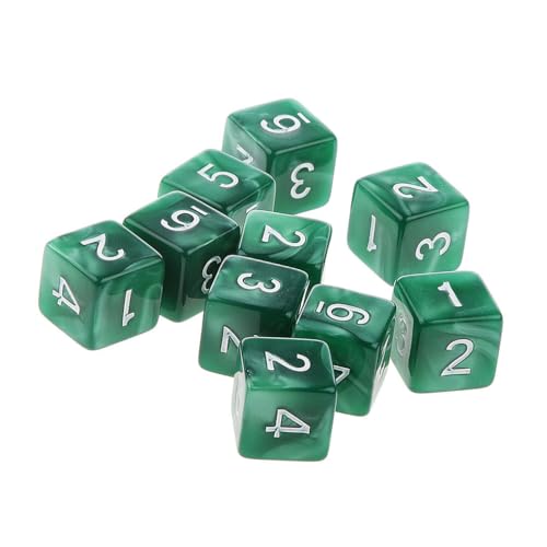 Yourandoll 10 STÜCKE Polyedrische Würfel D6 (1-6) Dice Würfel Acryl Dice Spielwürfel for RPG MTG DND Würfel Tischspiele (Grün) von Yourandoll