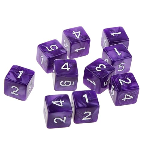 Yourandoll 10 STÜCKE Polyedrische Würfel D6 (1-6) Dice Würfel Acryl Dice Spielwürfel for RPG MTG DND Würfel Tischspiele (Lila) von Yourandoll