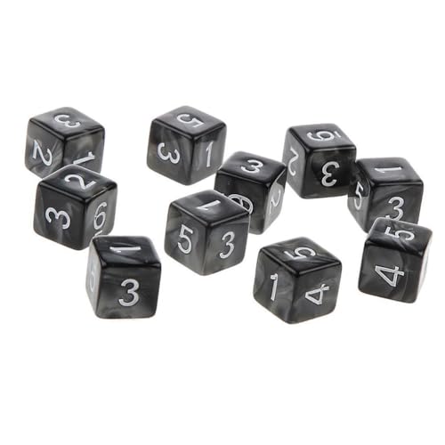 Yourandoll 10 STÜCKE Polyedrische Würfel D6 (1-6) Dice Würfel Acryl Dice Spielwürfel for RPG MTG DND Würfel Tischspiele (Schwarz) von Yourandoll